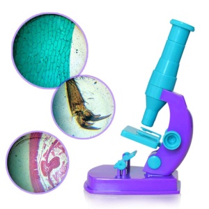 Microscopio 150x fai da te per il fai da te viola e blu su sfondo bianco
