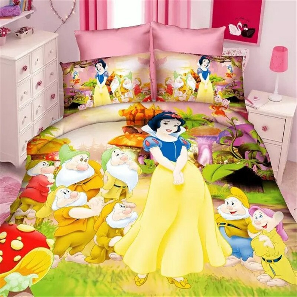 Piumone colorato con cartoni animati per la camera da letto di una ragazza rosa
