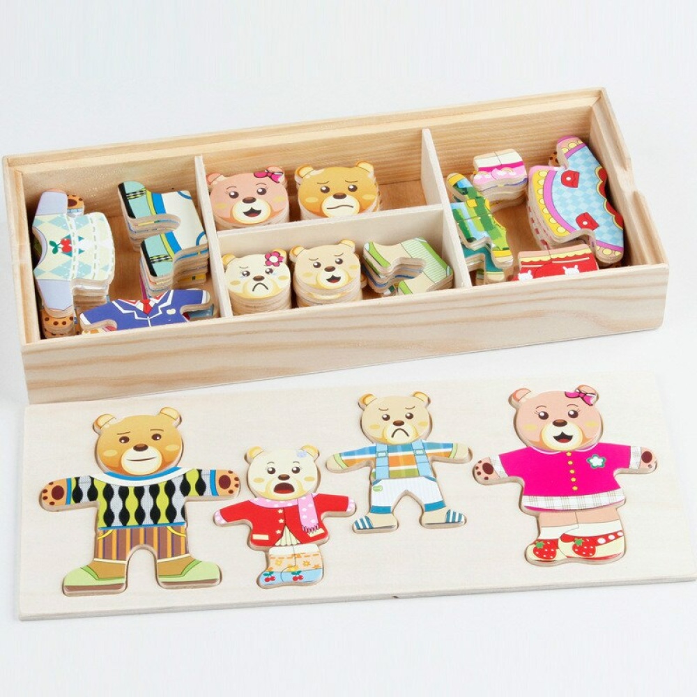 Puzzle di animali in legno da 72 pezzi con scatola in legno