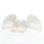 borsa di peluche con ali d'angelo per bambini in bianco