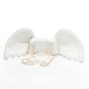 borsa di peluche con ali d'angelo per bambini in bianco