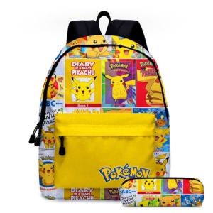 Zaino per bambini Pokémon Go in giallo con custodia e motivi anime