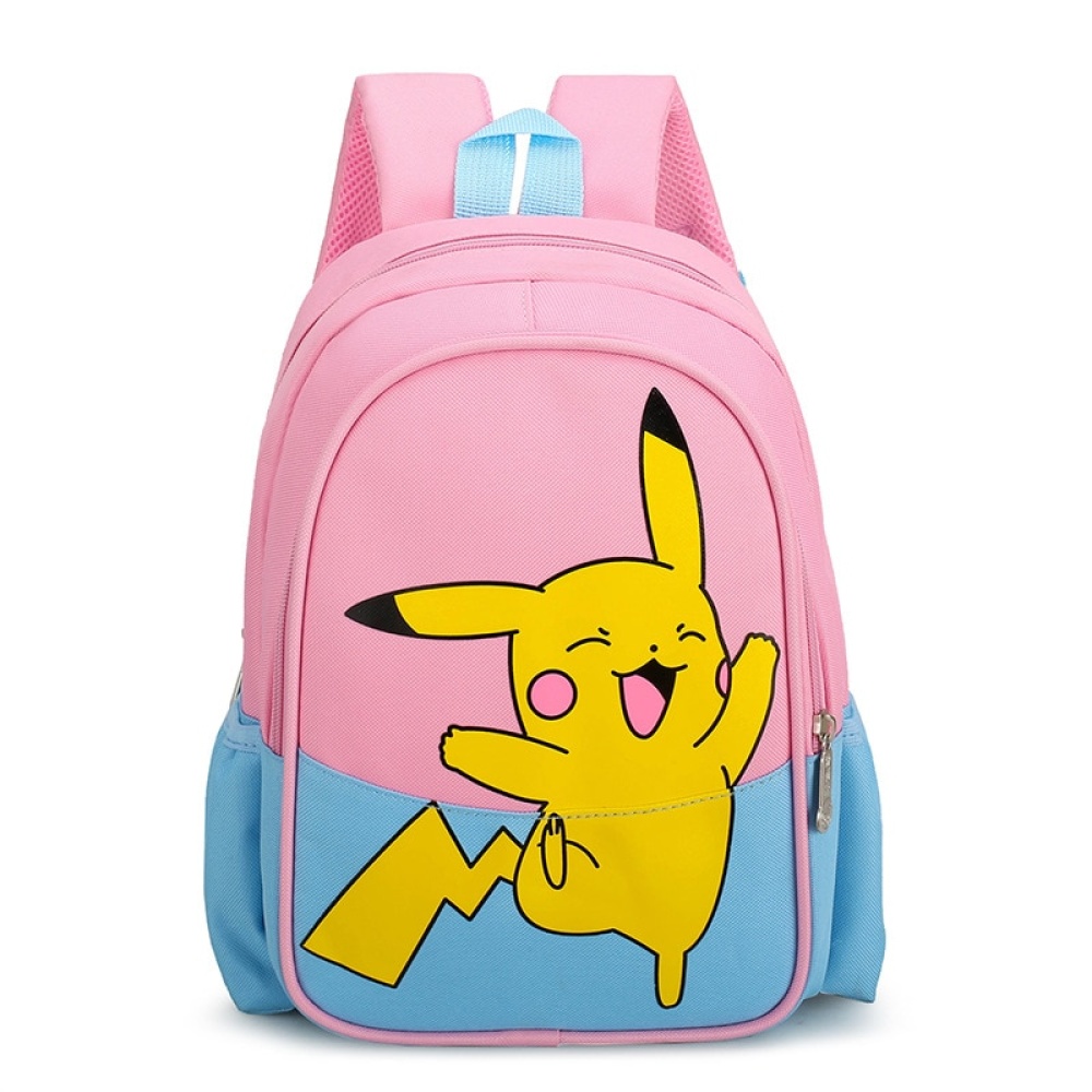 Zaino per bambini Pikachu rosa e blu con pikachu giallo