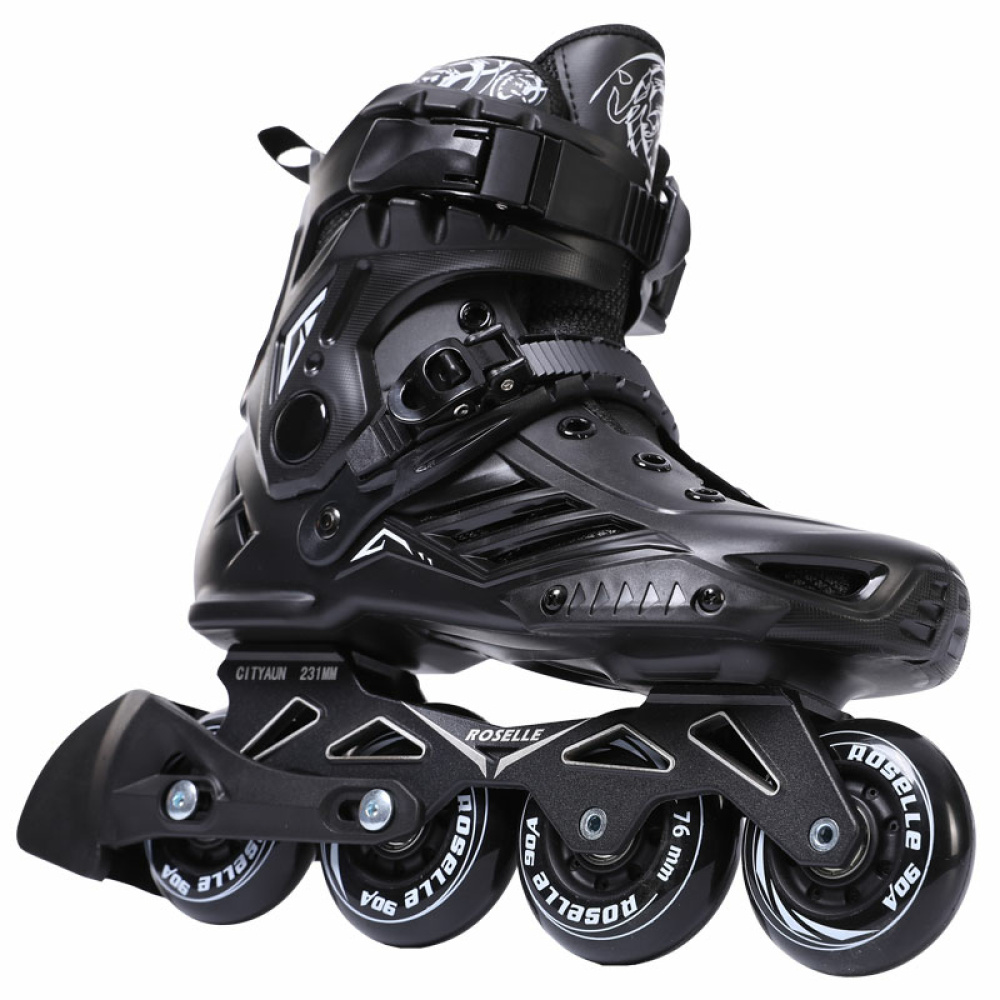 Scarpe sportive per bambini su ruote in nero con ruote in linea