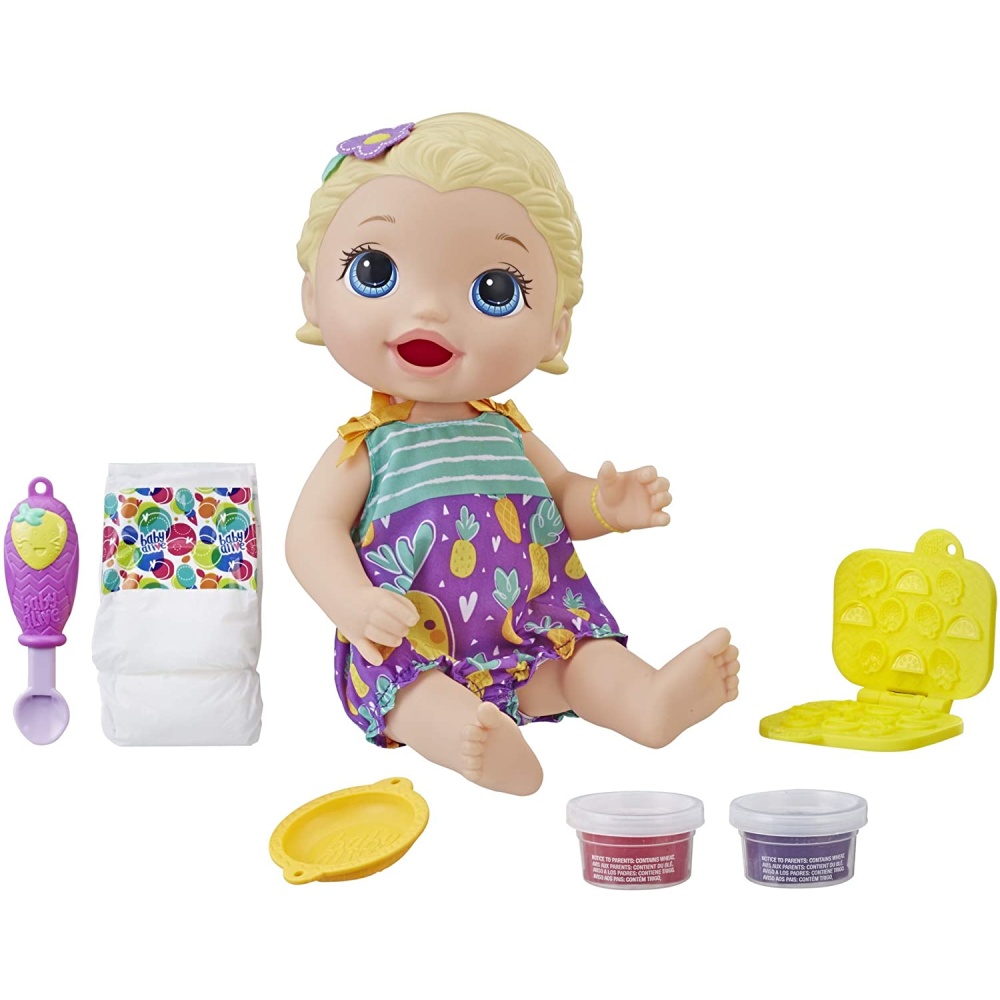 Baby Alive Lili una bambola dai capelli biondi con pannolino e accessori per bambini