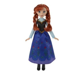 Bambola Frozen Anna con capelli castani e vestito blu