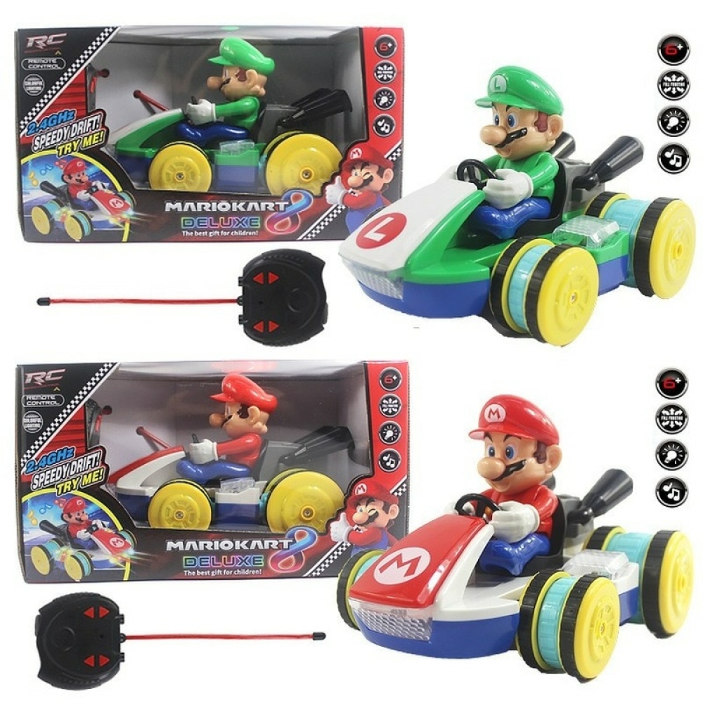 Auto telecomandata di Super Mario e Luigi in rosso e verde