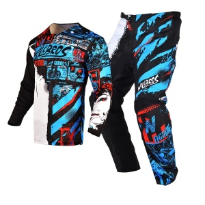 Set maglia e pantaloni da motocross nero e viola per bambini