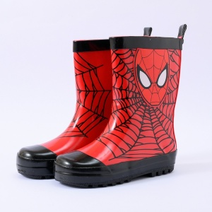 Stivali da pioggia antiscivolo per bambini Spiderman rosso e nero