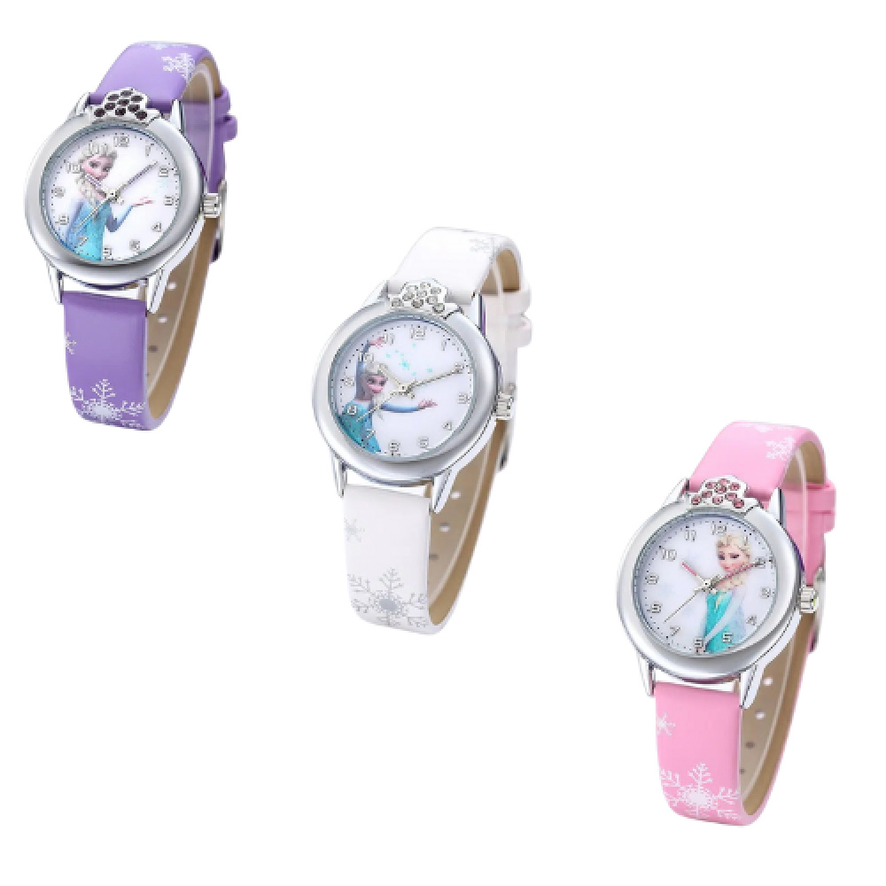 Confezione Frozen da 3 orologi, viola, bianco e rosa con motivo Regina delle nevi