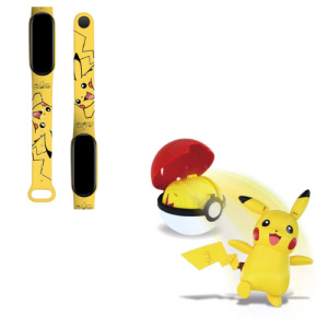 Confezione orologio pokémon + pokéballs con motivo pikachu giallo