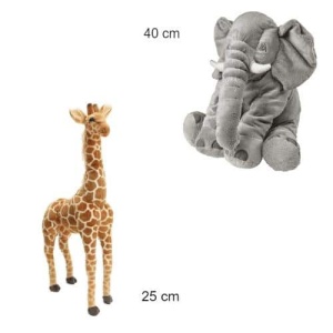 Confezione di animali della savana con elefanti e giraffe per bambini in grigio e giallo