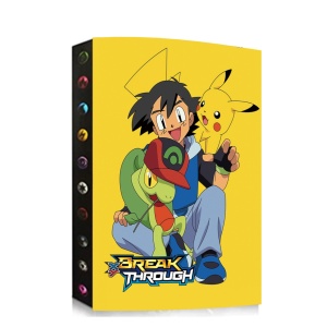 Simpatico porta l'album Pokémon giallo con pikachu e cenere