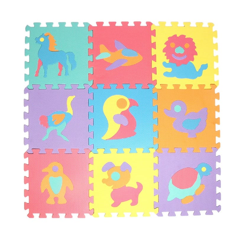 Tappeto puzzle multicolore con animali in schiuma per bambini
