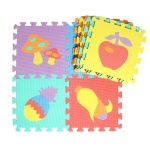 Tappeto puzzle multicolore con motivi di frutta in schiuma per bambini
