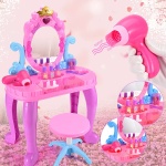 Tavolino musicale rosa e turchese per bambine con accessori e asciugatura a cavallo