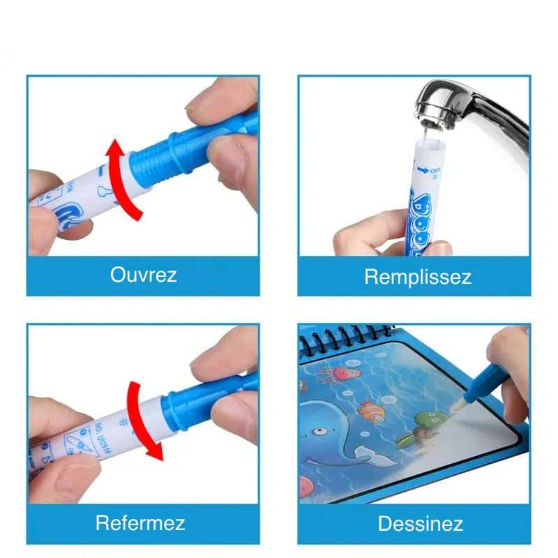 Libro Magico Da Colorare Montessori Con Penna Ad Acqua Per Imparare I Colori 5