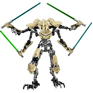 Figure di droidi da battaglia in stile lego di Star Wars con sciabole