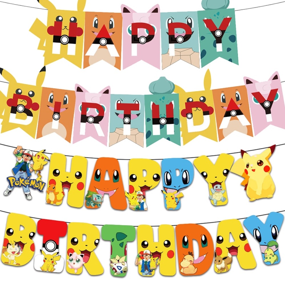 Striscioni di compleanno a tema Pokémon buon compleanno motivo pokemon