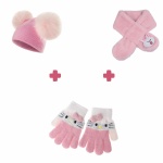 pacchetto invernale rosa per le ragazze: sciarpa, cappello e guanto