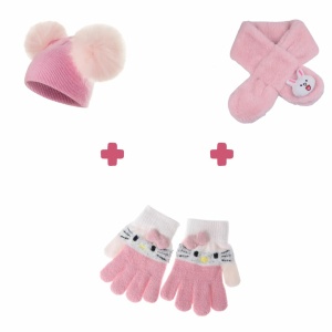 pacchetto invernale rosa per le ragazze: sciarpa, cappello e guanto