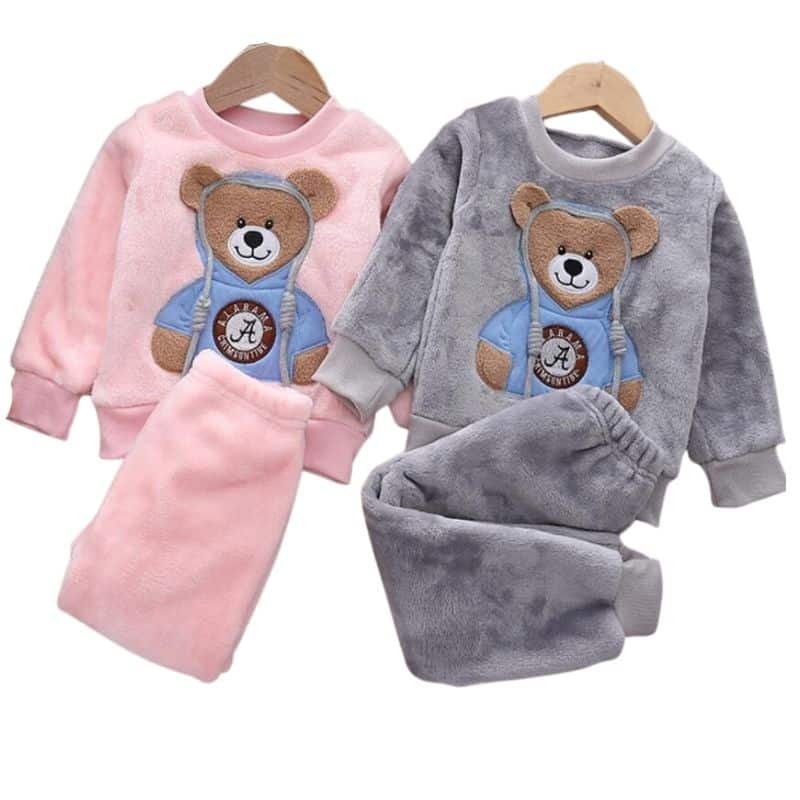 Happy Cherry Pigiama In Cotone Per Bambina - Manica Lunga Con Camicia E Pantaloni, Tinta Unita, Taglie 92-160 Cm - 3