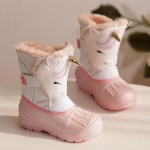 Stivali di gomma unicorno impermeabili per bambini in rosa con interno in lana