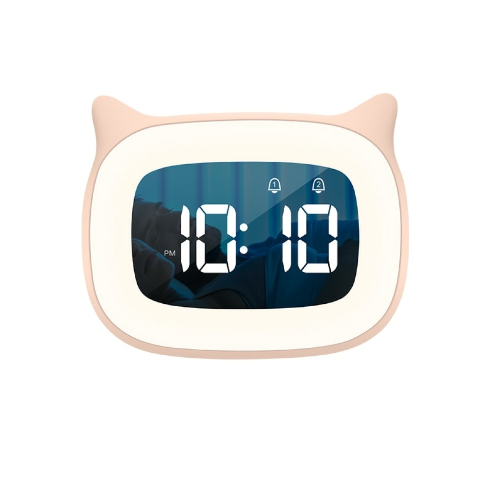 Sveglia digitale a forma di gatto rosa