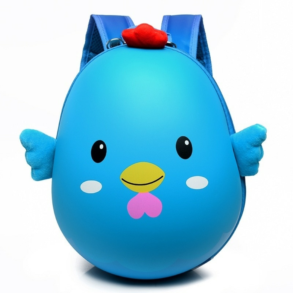 Zaino per bambini a forma di pulcino blu con becco giallo