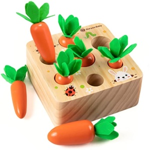 Set di carote per bambini Montessori con sfondo bianco