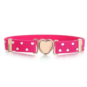 Cintura rosa con cuori bianchi e fibbia a cuore metallica