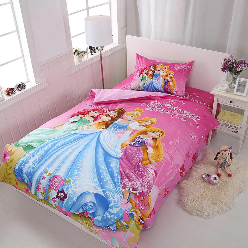Trapunta da principessa rosa per bambini con sfondo camera da letto femminile