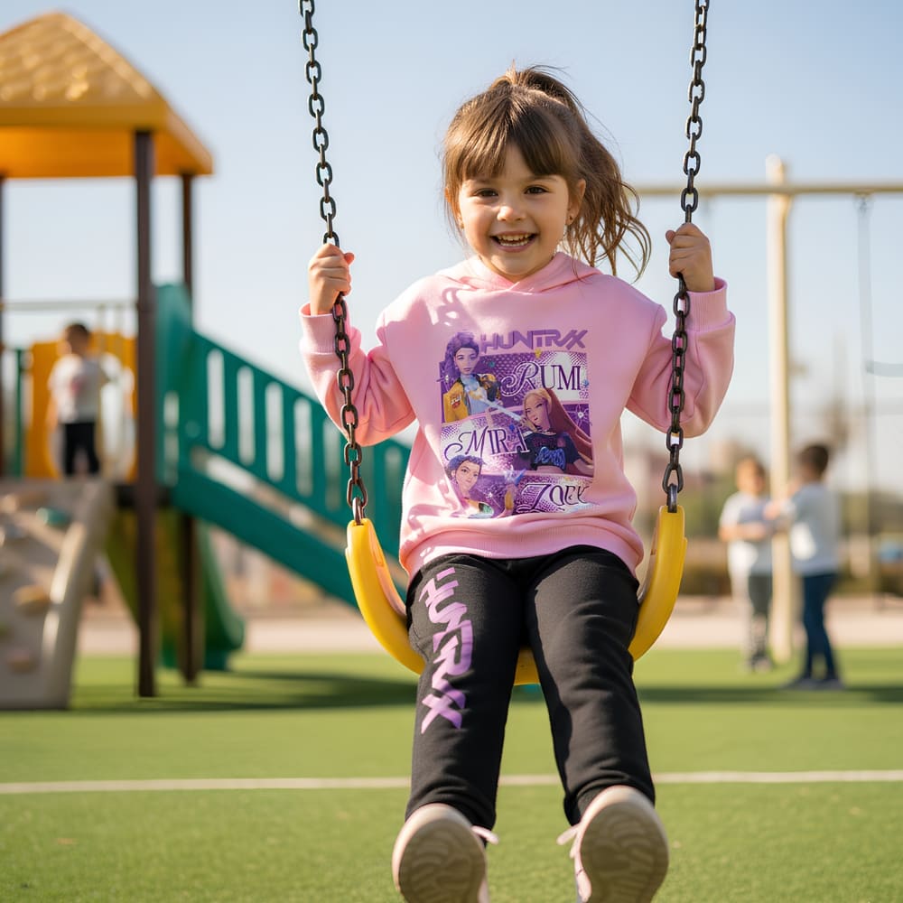 Tuta Da Jogging 2 Pezzi Bambina Stampa Demon Hunters - Felpa Con Cappuccio E Pantaloni, Cotone Morbido, Stile Y2K Streetwear