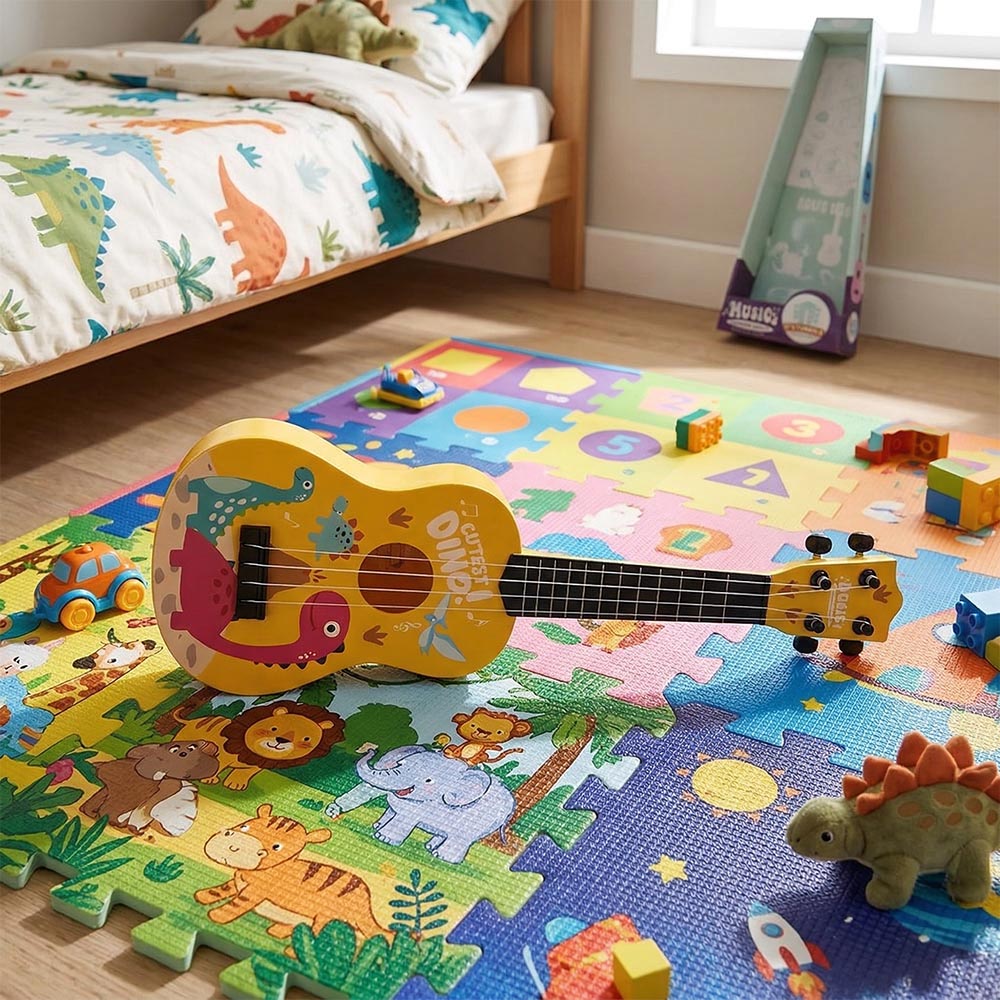 Mini chitarra a 4 corde con stampa di cartoni animati - immagine 2